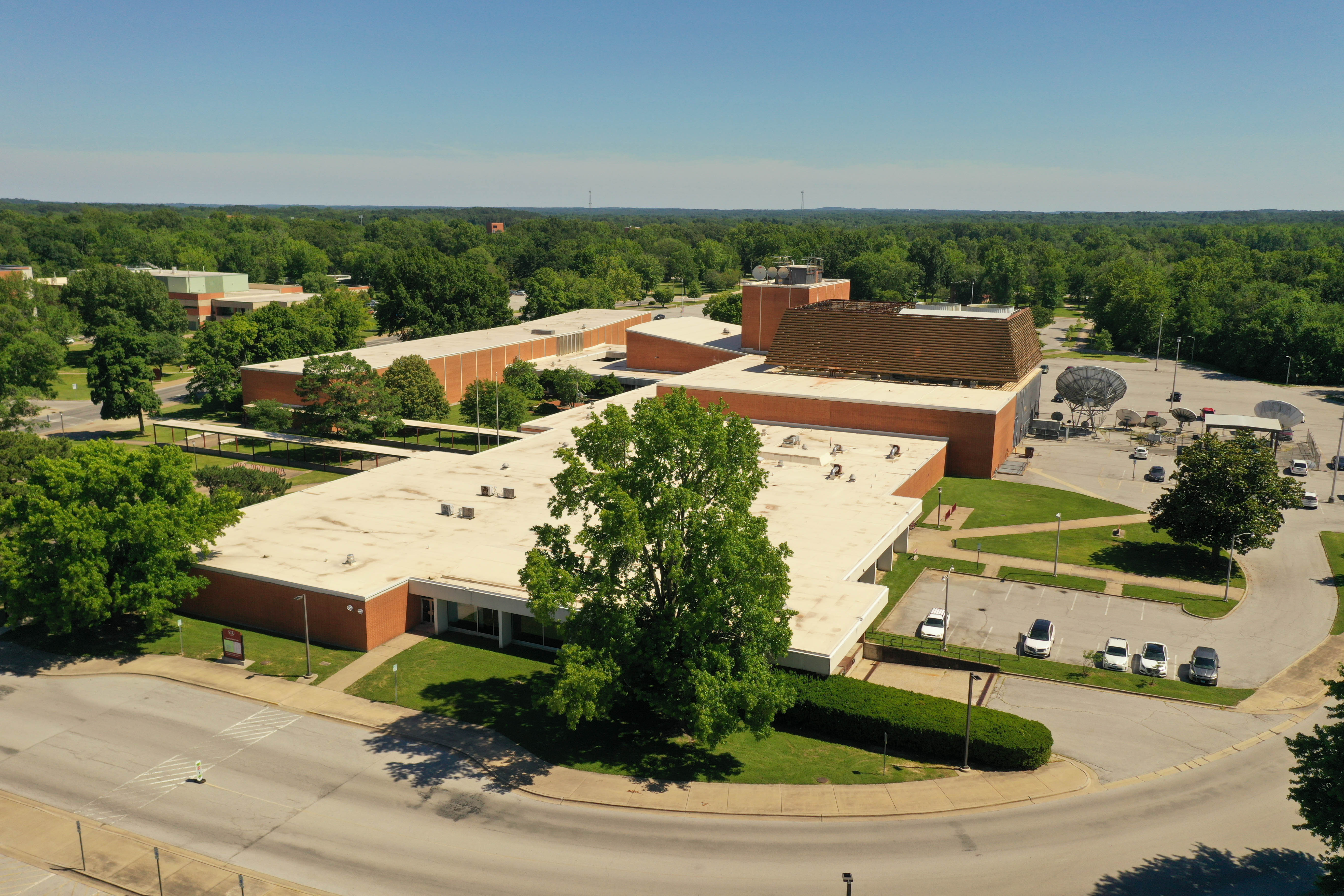 Drone photo of communications building
