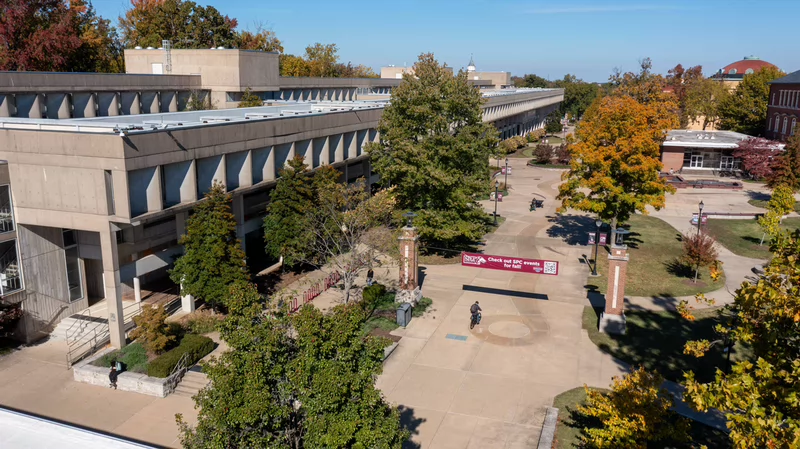 drone photo of faner hall