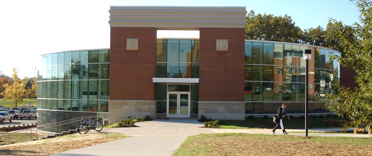 Outside of Lingle Hall new addition Troutt-Wittman Center